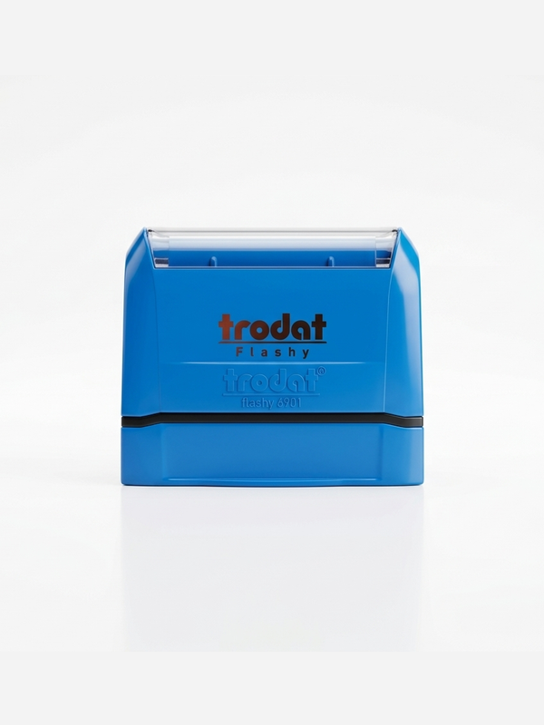 Trodat 6901 pre-inked stamp, blue body
