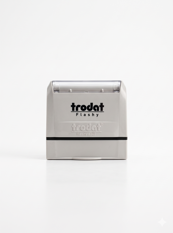 Trodat 6340 pre-inked stamp, 40 x 40 mm